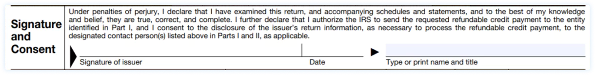 Form 8038-CP - Signature and Consent