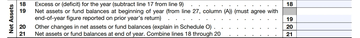 Net Assets (Lines 18 - 21)