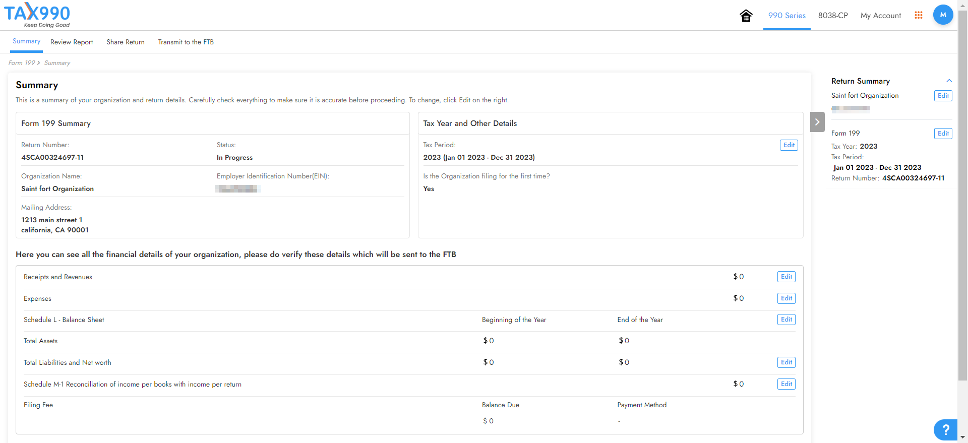 Review Your Form Summary