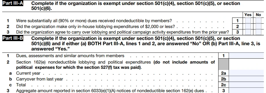 Part III (Section 6033(e) Notice and Reporting Requirements and Proxy Tax)