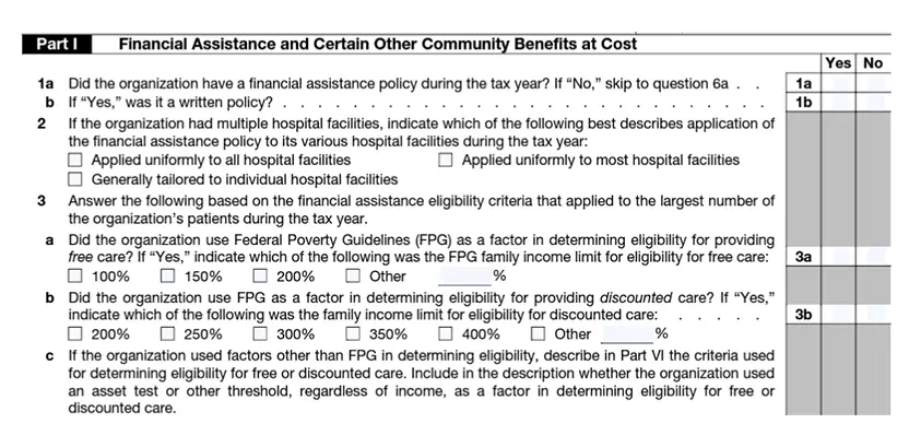 Financial Assistance and Certain Other Community Benefits at Cost