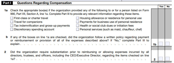 Part I - Questions Regarding Compensation