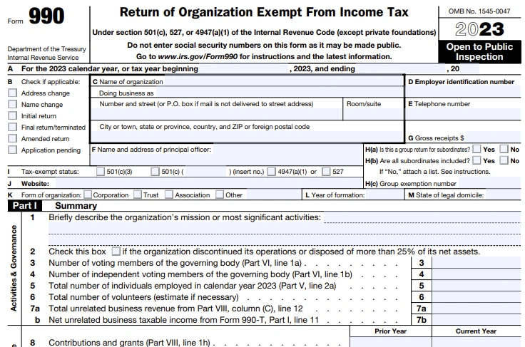 Information Required to E-file Form 990