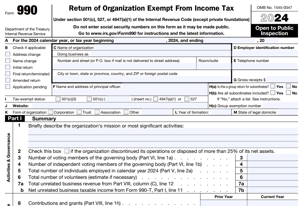 Information Required to E-file Form 990