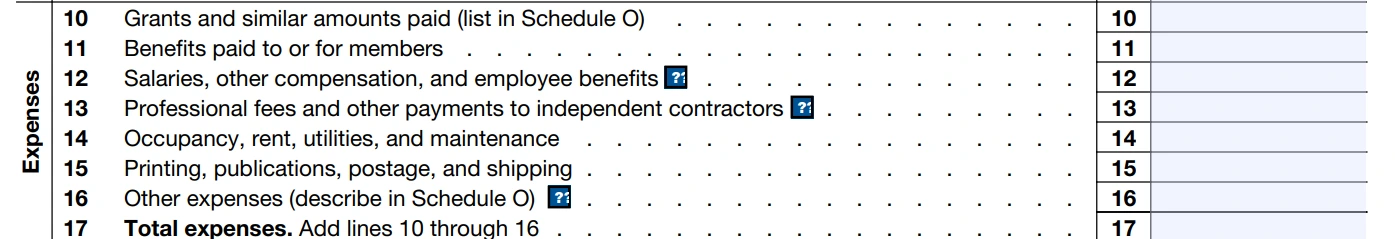 Expenses (Lines 10 - 17)