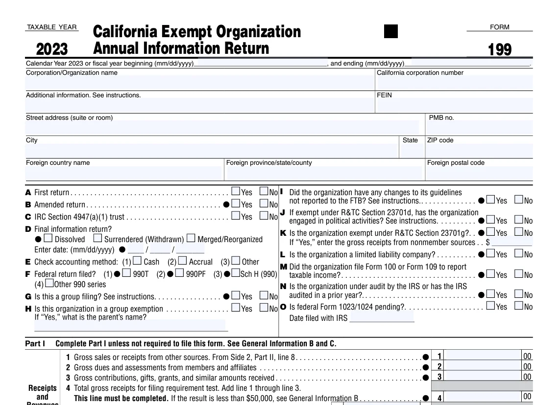 Information Required to E-file CA Form 19
