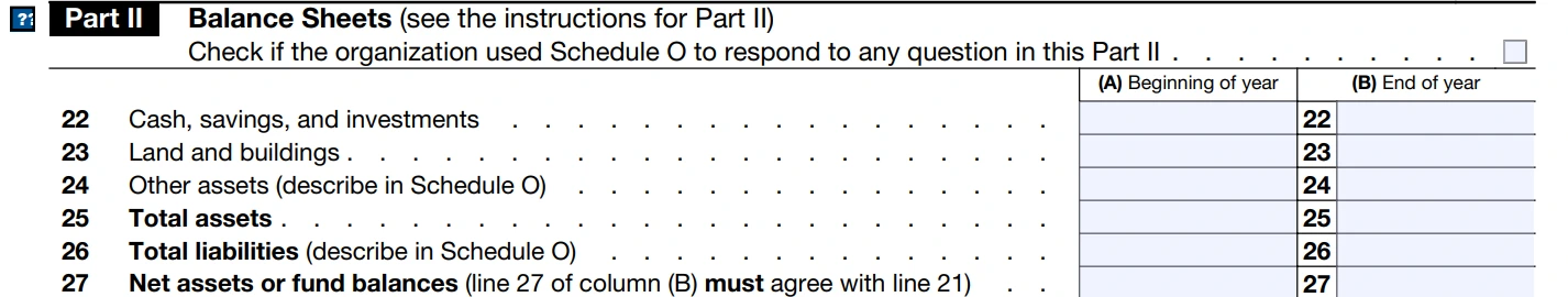 Part II Balance Sheet