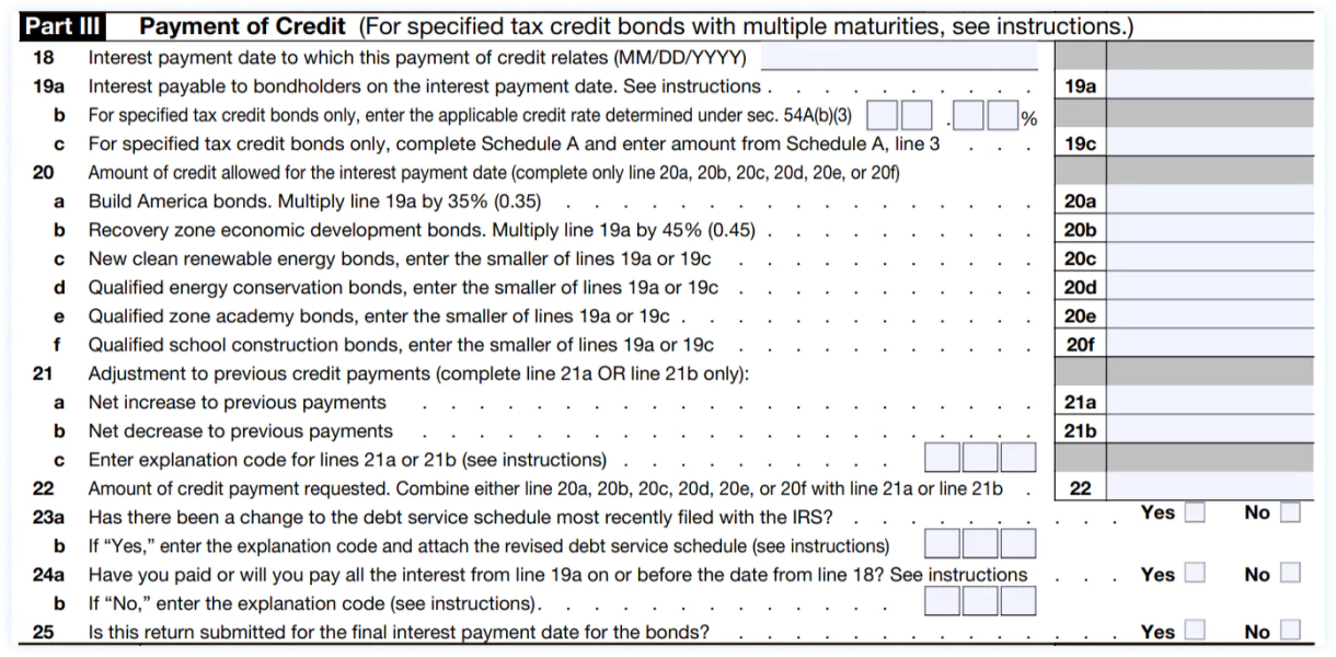 Part III of Form 8038-CP -Payment of Credit
