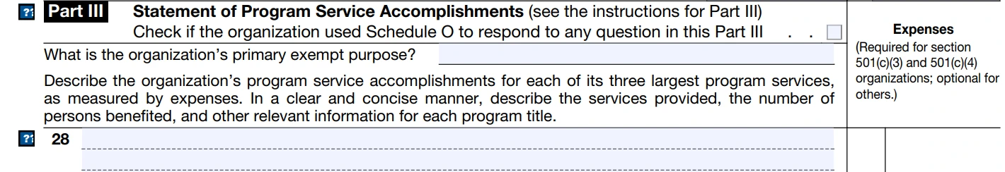 Part III Statement of Program Service Accomplishments