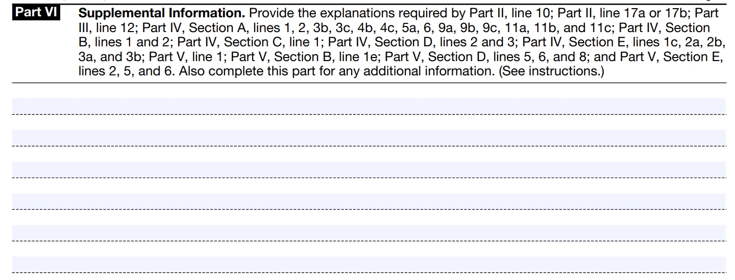 Part VI - Supplemental Information.