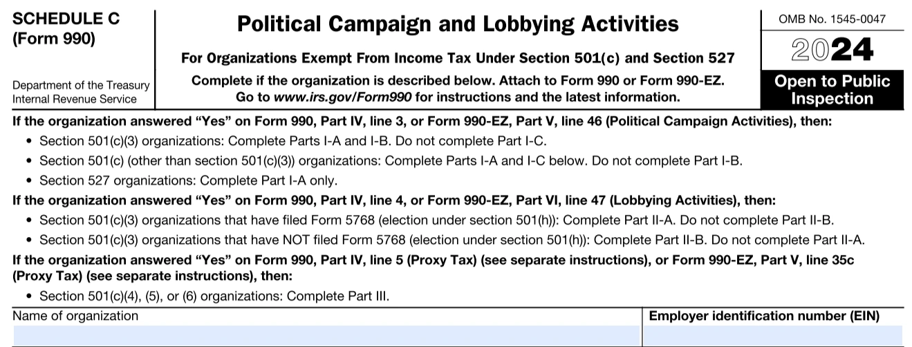 Political Campaign and Lobbying Activities