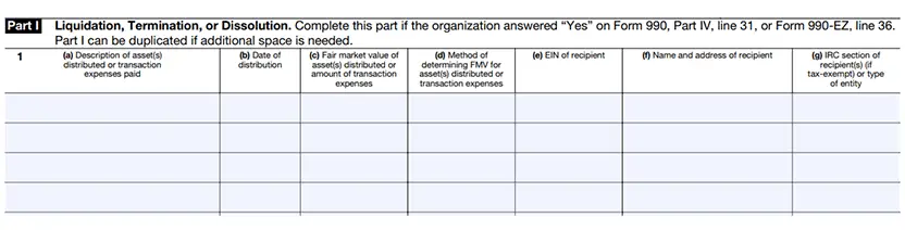 Part I - Liquidation, Termination, or Dissolution