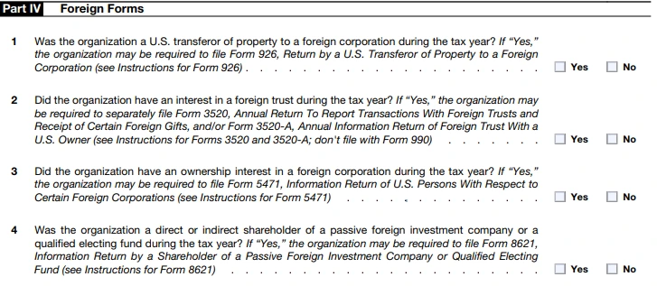 Part IV - Foreign Forms